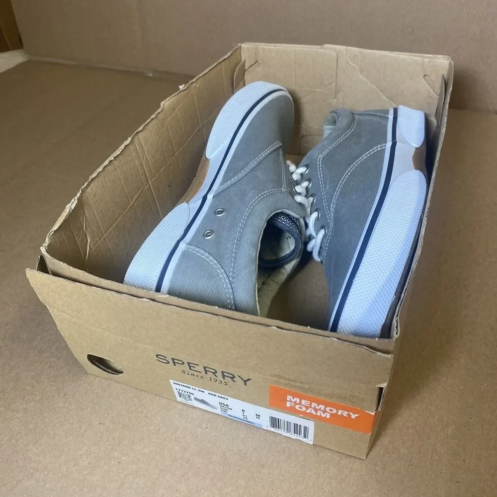 Sperry Halyard LL SW‎ Ash Grey Men's Size 8 Canvas Dock Boat Shoes 1772706